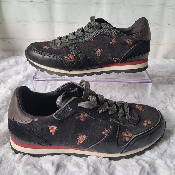 COACH  FG2976 Classic Sneakers With Metallic Floral Glitter Print Size 7B - Picture 5 of 15